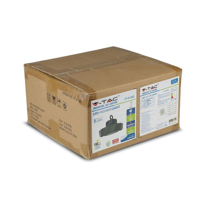 LED High Bay Samsung Chip - 100w UFO Meanwell Driver 120` 180lm/Watt 6400k