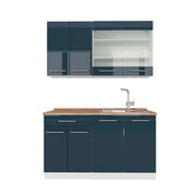 Mobili da cucina Fame-Line Blu scuro lucido/Bianco 140 cm, PL Rovere Vicco