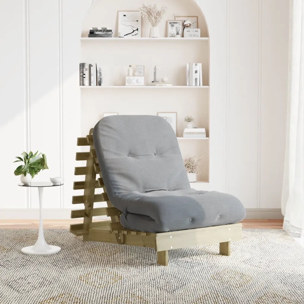 Divano Letto Futon con Materasso 70x206x11cm Pino Impregnato 846755