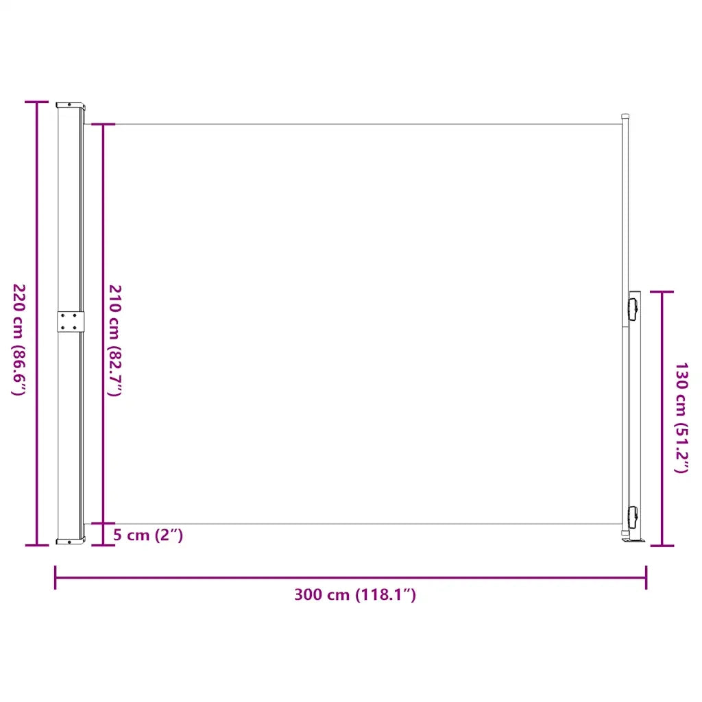 Tenda Laterale Retrattile per Patio 220x300 cm Nera 313423