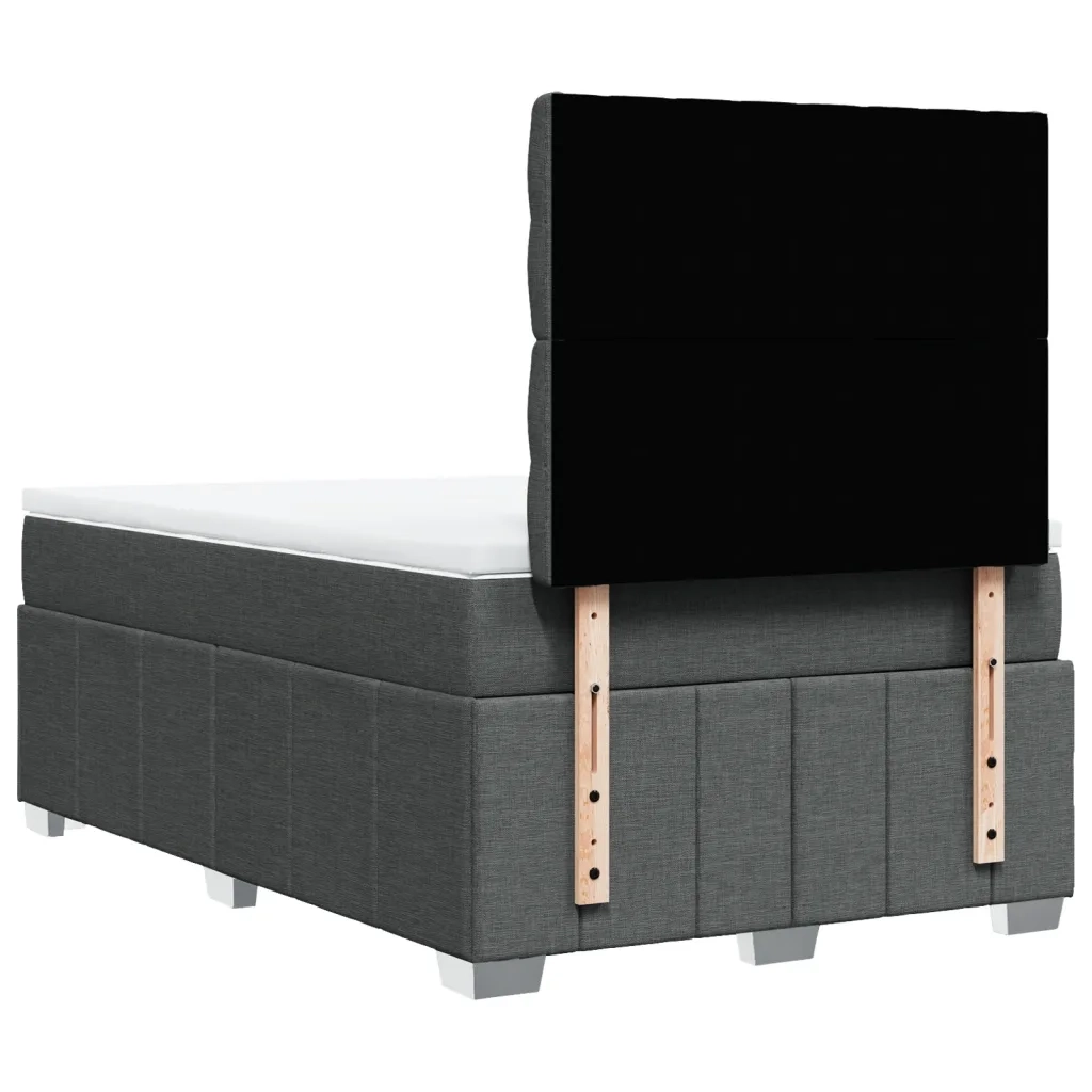 Giroletto a Molle con Materasso Grigio Scuro 120x200 cm Tessuto