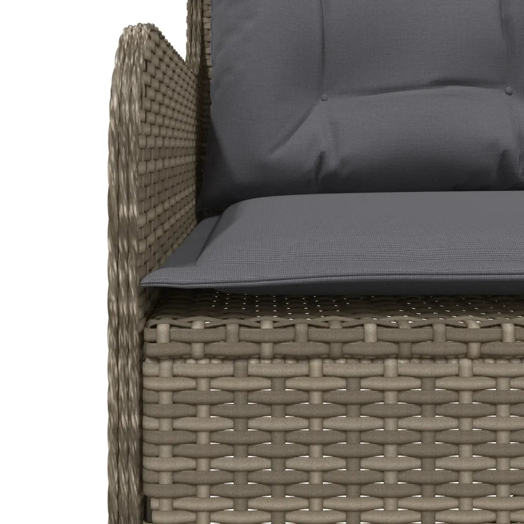 Divano da Giardino con Cuscini a L Grigio in Polyrattan