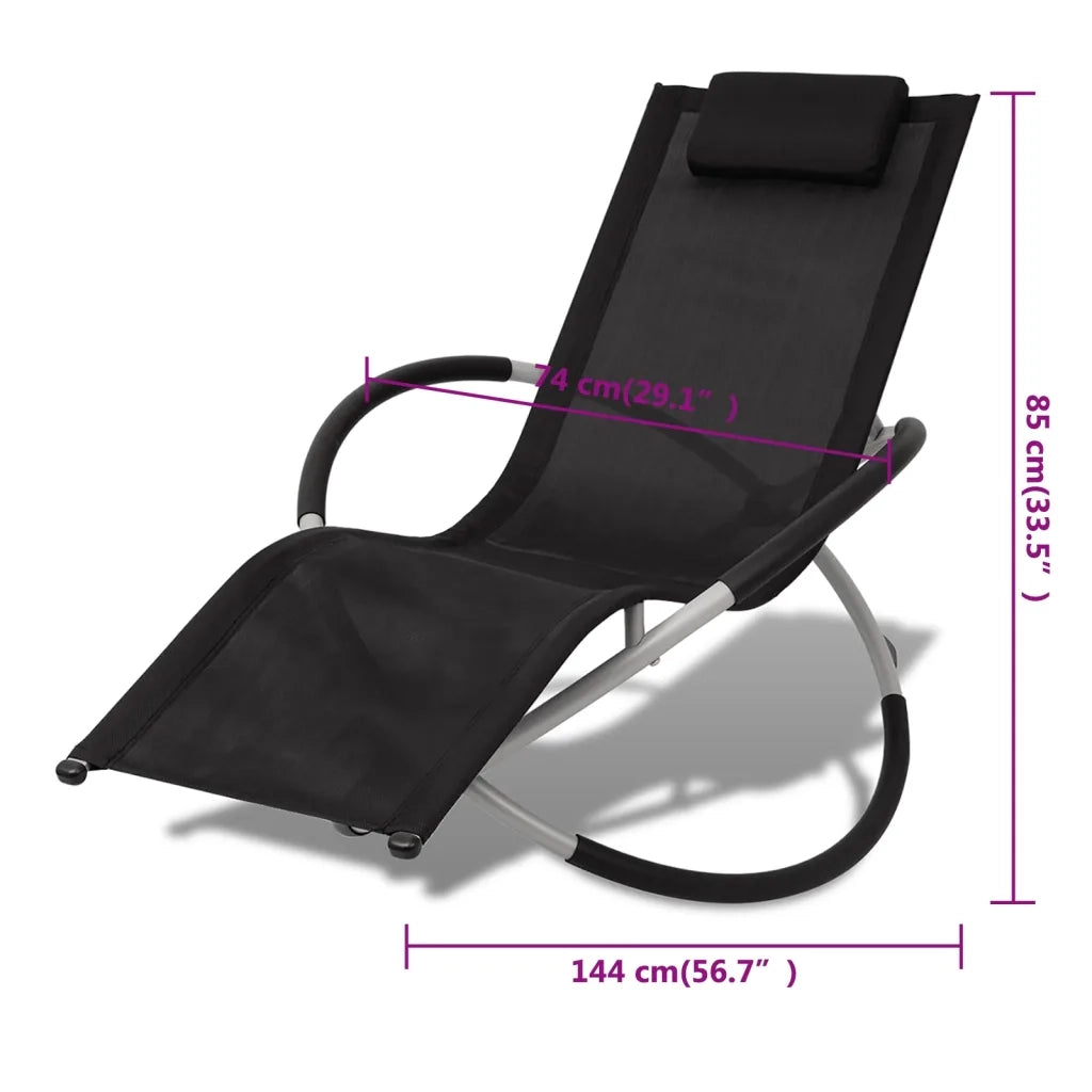 Lettino Prendisole Geometrico in Acciaio Nero e Grigio 42400