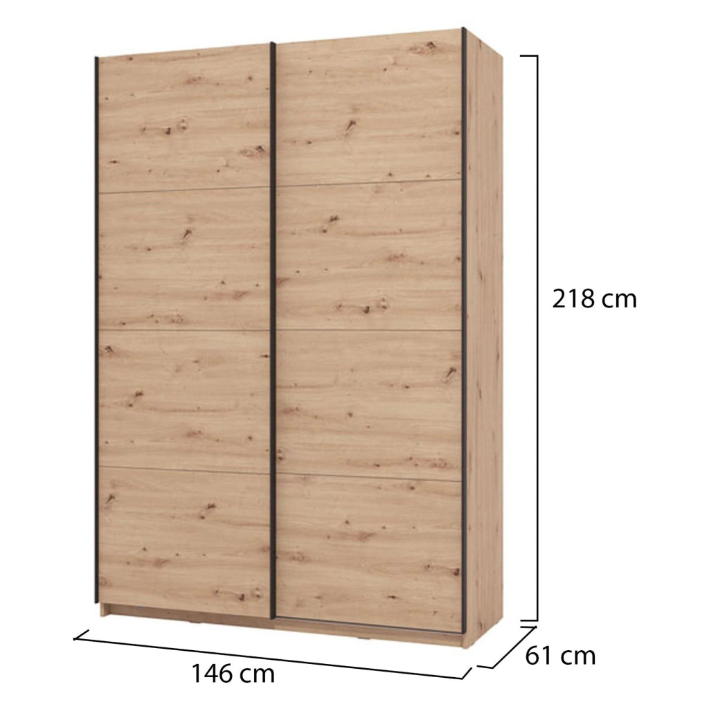 Armadio Camera da Letto Tredozio, Guardaroba Grande Appendiabiti, 145.5x217.5h cm Marrone Rovere Nodi