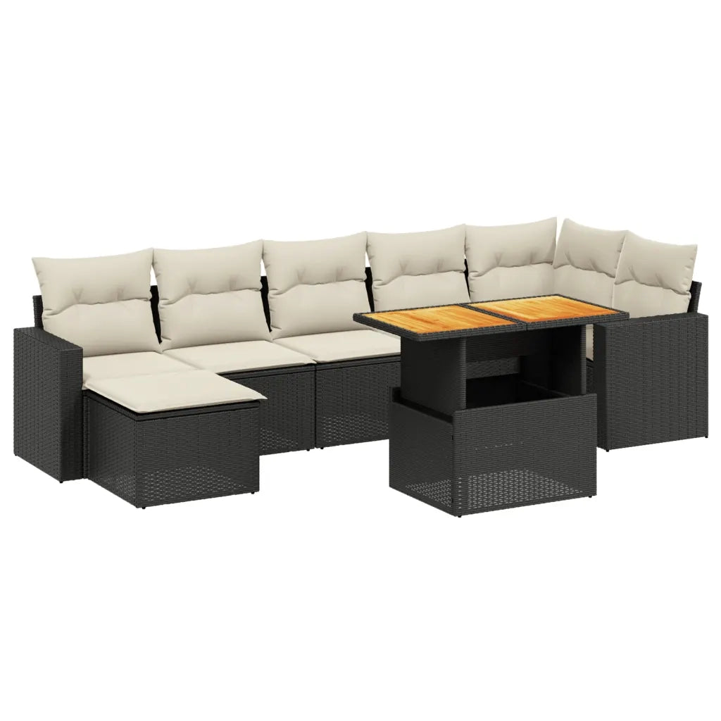 Set Divani da Giardino con Cuscini 8 pz Nero in Polyrattan 3271420