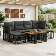 Set Divano da Giardino 7 pz Nero e Grigio scuro polyrattan 3437891