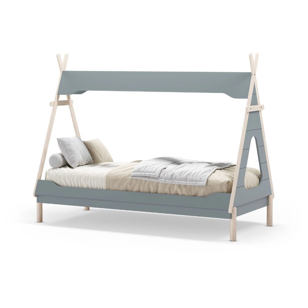 Letto a tenda singolo Nora verde petrolio e bianco 205,6x104,1x162,4 – Un rifugio da sogno per grandi avventure