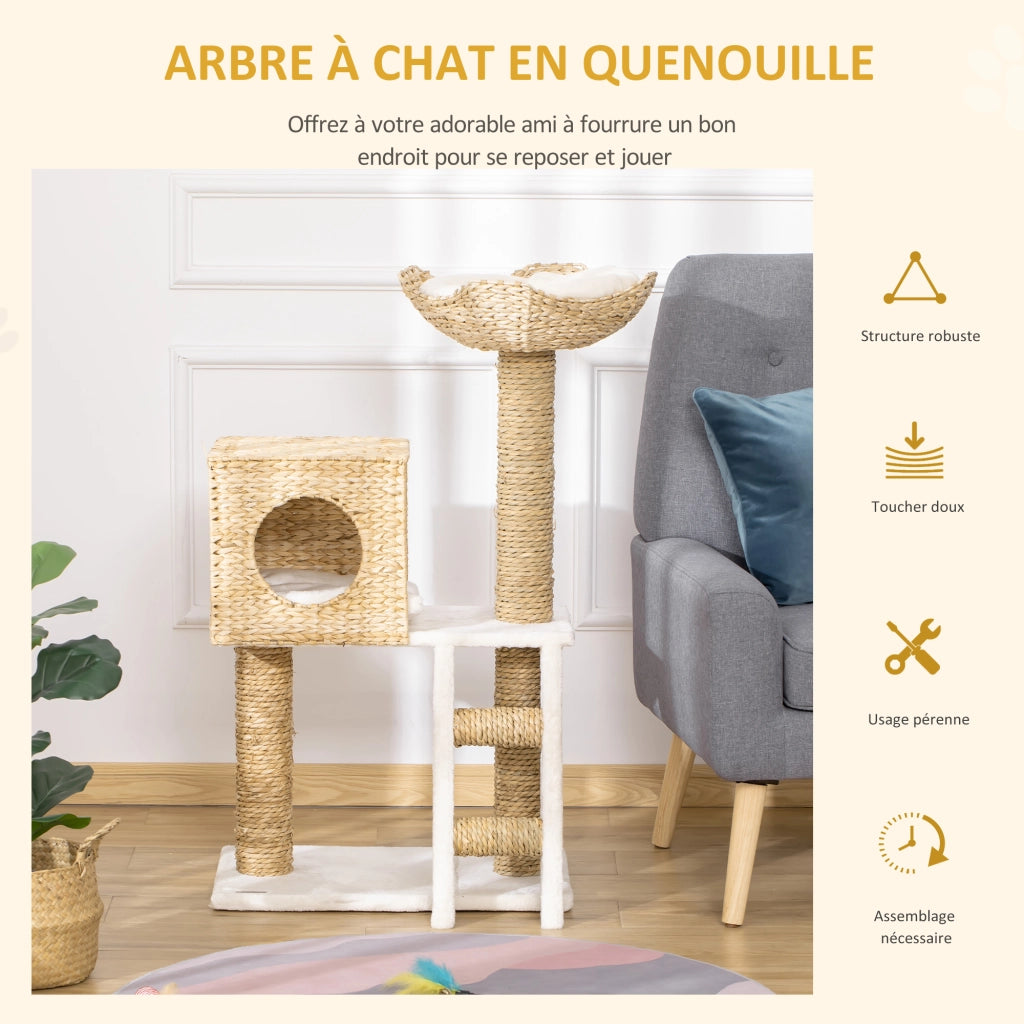 Albero per gatti con cuscini e scala ¨C zephmum ¨C grigio 100.5 cm