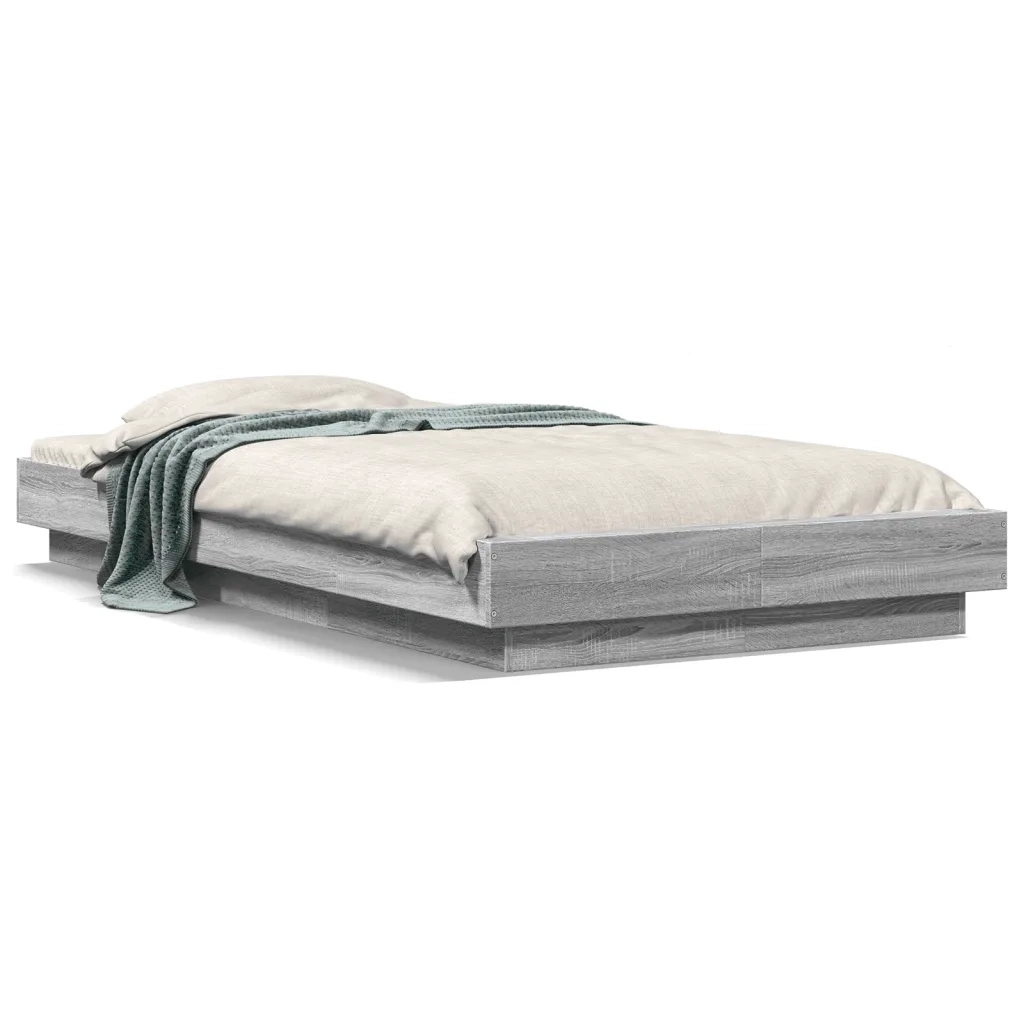 Giroletto Luci LED-Struttura Letto con LED Grigio Sonoma 100x200cm in Legno Multistrato 263528