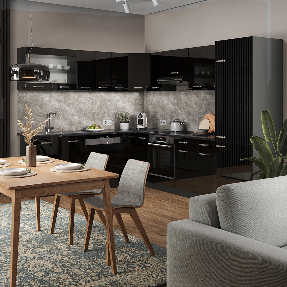 Frontale cucina R-Line Nero lucido 59.6 x 36 cm frontale del mobile per pensile basso Vicco