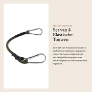 Corda a Bungee in Gomma 8 mm - 4 pezzi - Corda Elastica per Campeggio - Corda per Bagagli - Lunghezza 30 cm