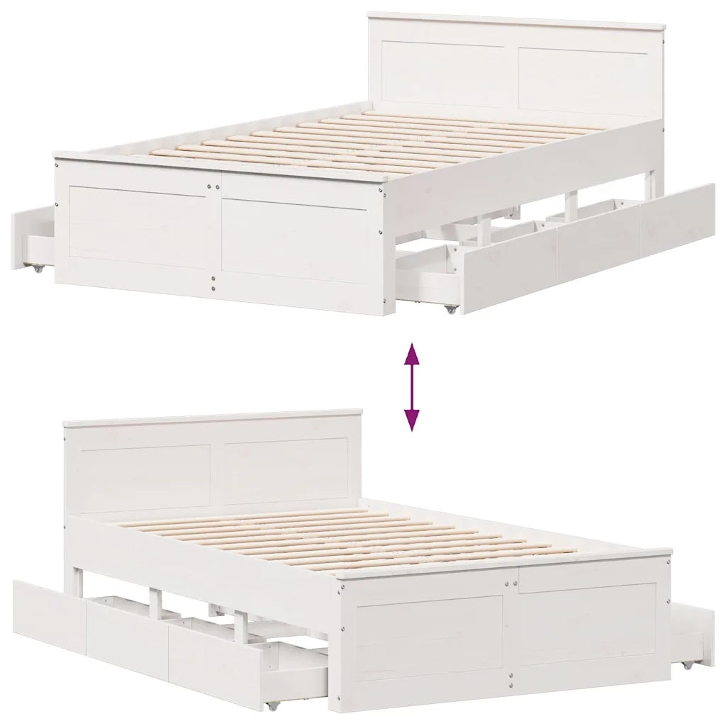 vidaXL Giroletto senza Materasso con Testata Bianco 120x200 cm Pino