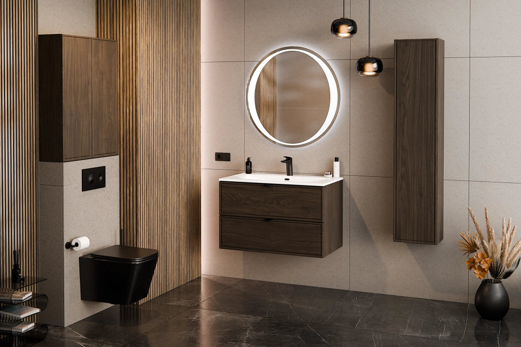 Set mobili bagno 80 cm con piano e Szafką wysoką Terra Villa 80 cm