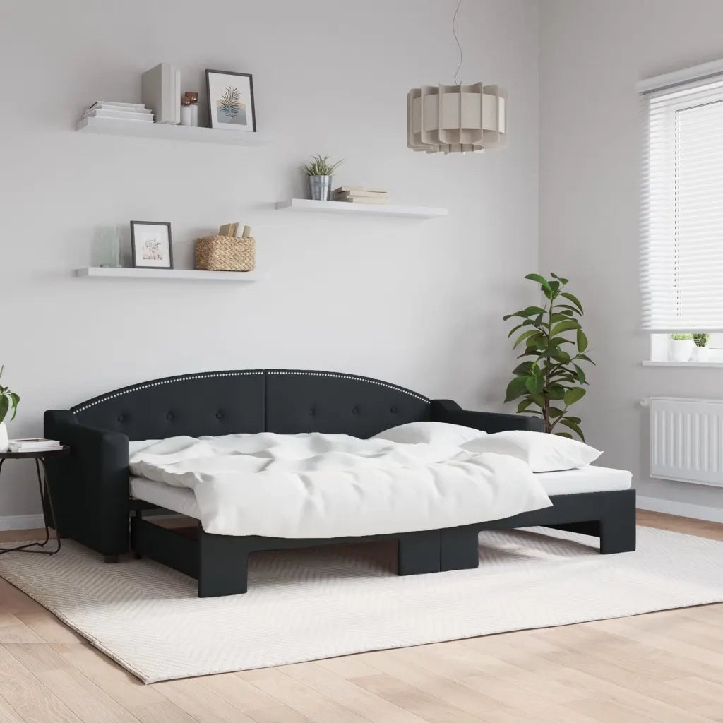 Divano Letto con Letto Estraibile-Sofa Letto-Daybed Nero 80x200 Tessuto 447952
