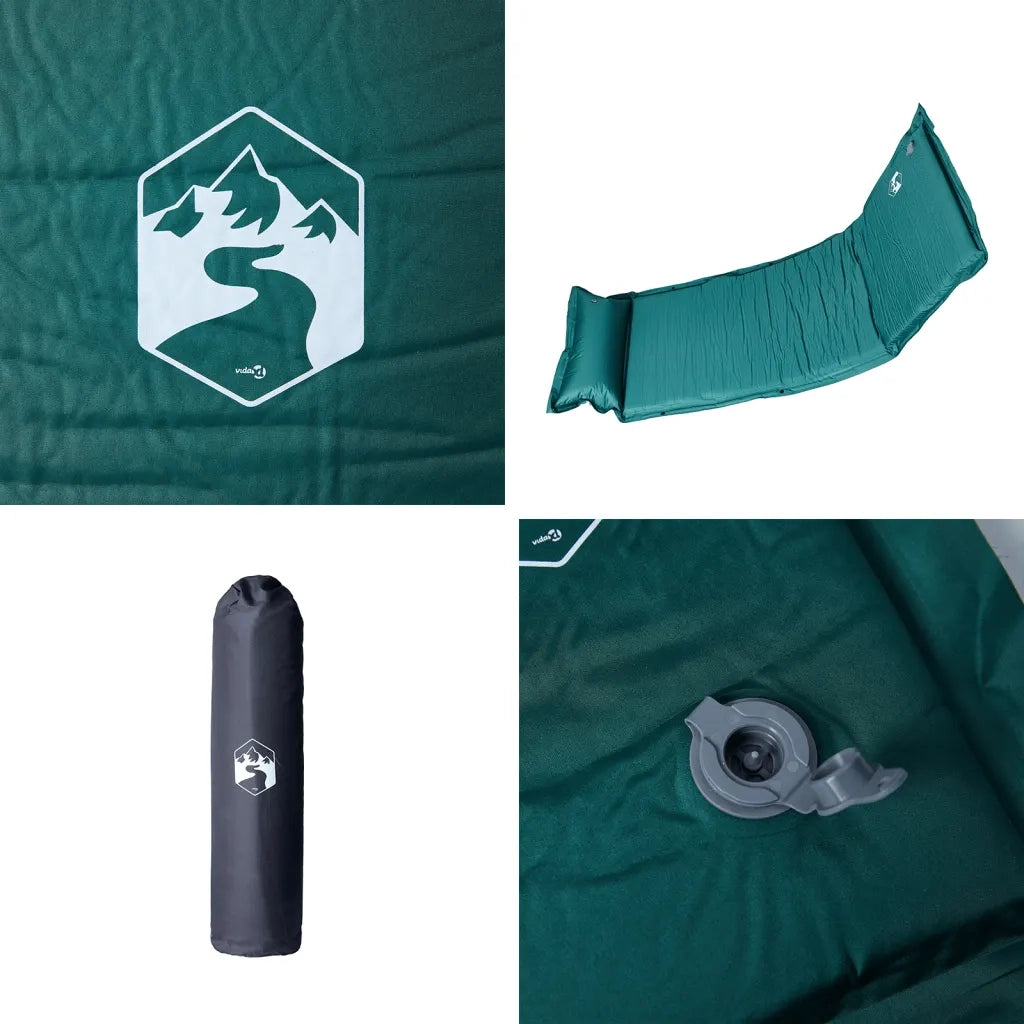 Materasso Campeggio Autogonfiabile con Cuscini 1 Persona Verde CFW1076462