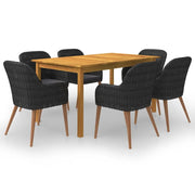 Set Mobili da Pranzo per Giardino 7 pz Nero cod mxl 51804