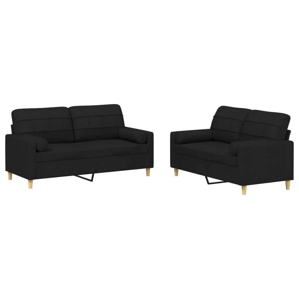 Set Divani 2 pz con Cuscini Nero in Tessutocod mxl 83107