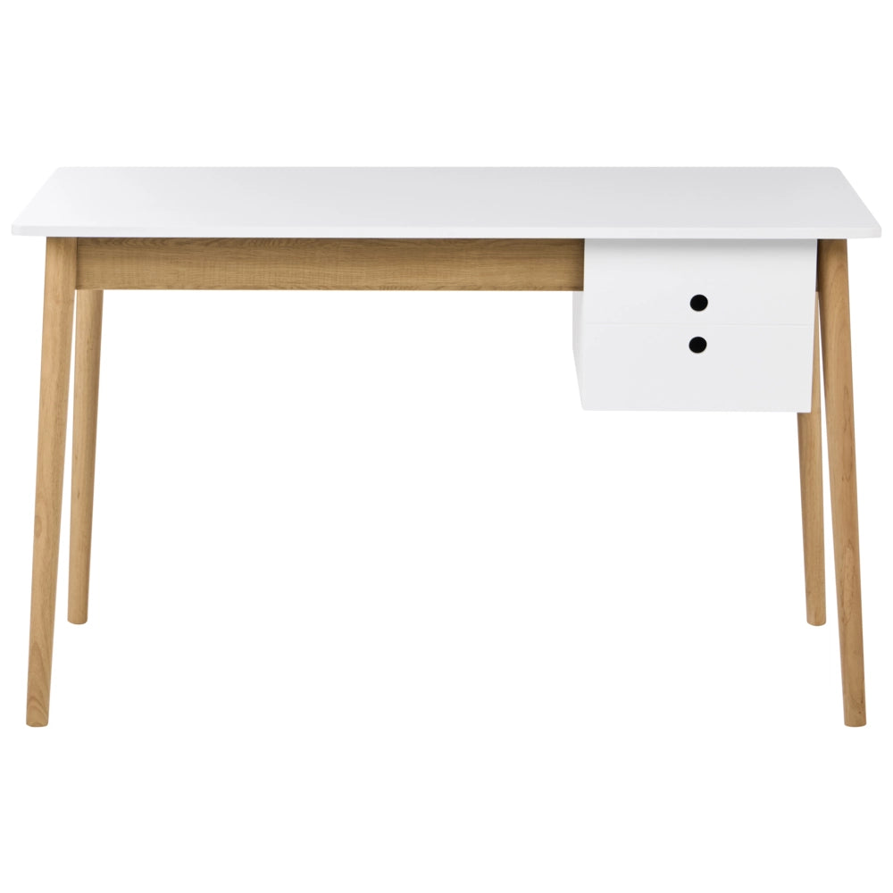 Scrivania da ufficio per casa con cassetti in truciolato 120 x 50 cm bianco e marrone chiaro design minimalista