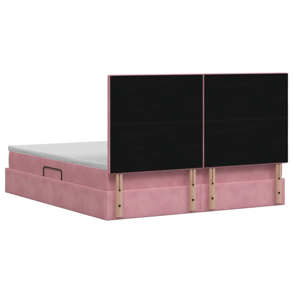 Letto con contenitore LED e materasso Rosa 180 x 200 cm Velluto 3460091