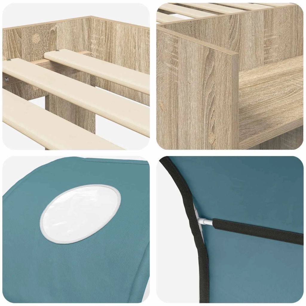 Letto con Tunnel con lo scaffale 3 pz Rovere Sonoma e Azzurro 3423504