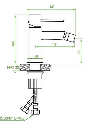 Miscelatore bidet da appoggio con piletta – design moderno cromato