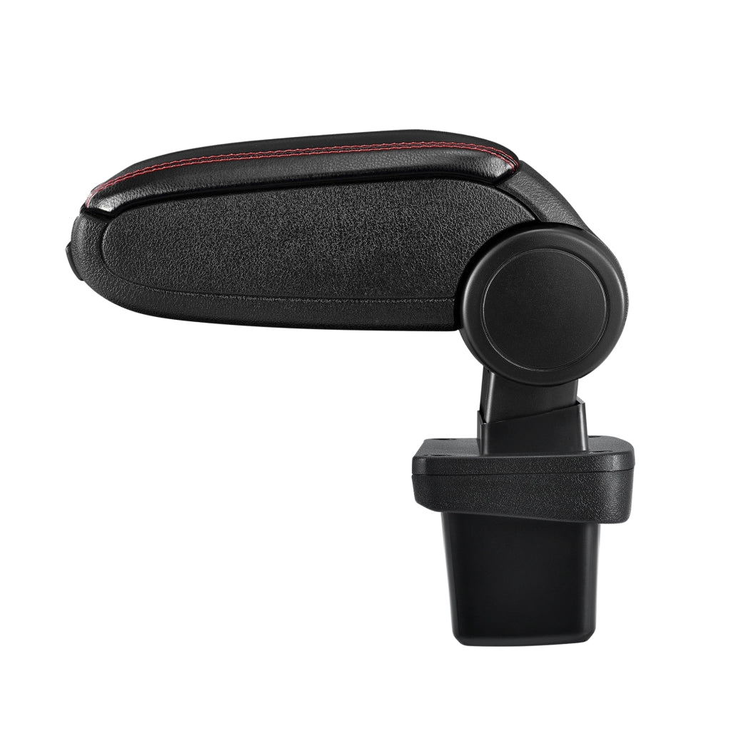 [pro.tec] Bracciolo auto - appoggia braccio con mensola - imbottito - similpelle - nero con cuciture rosse