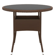 Tavolo Giardino Ø80x75 cm Vetro Temperato e Polyrattan Marrone 310605