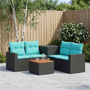 Set di divani 6 pz Nero e Blu Rattan sintetico e Acciaio 3447396