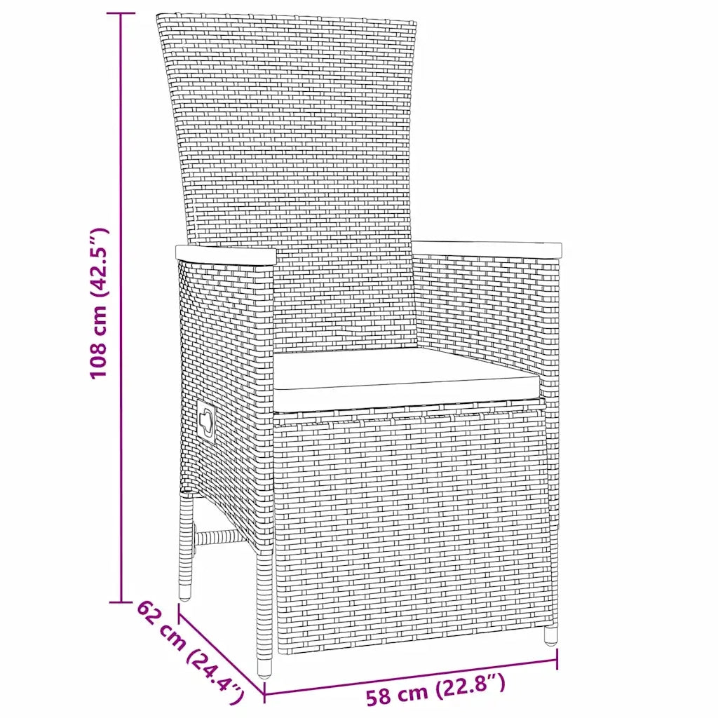 Set da Pranzo per Giardino con cuscino 9 pcs Grigio polyrattan 3379456