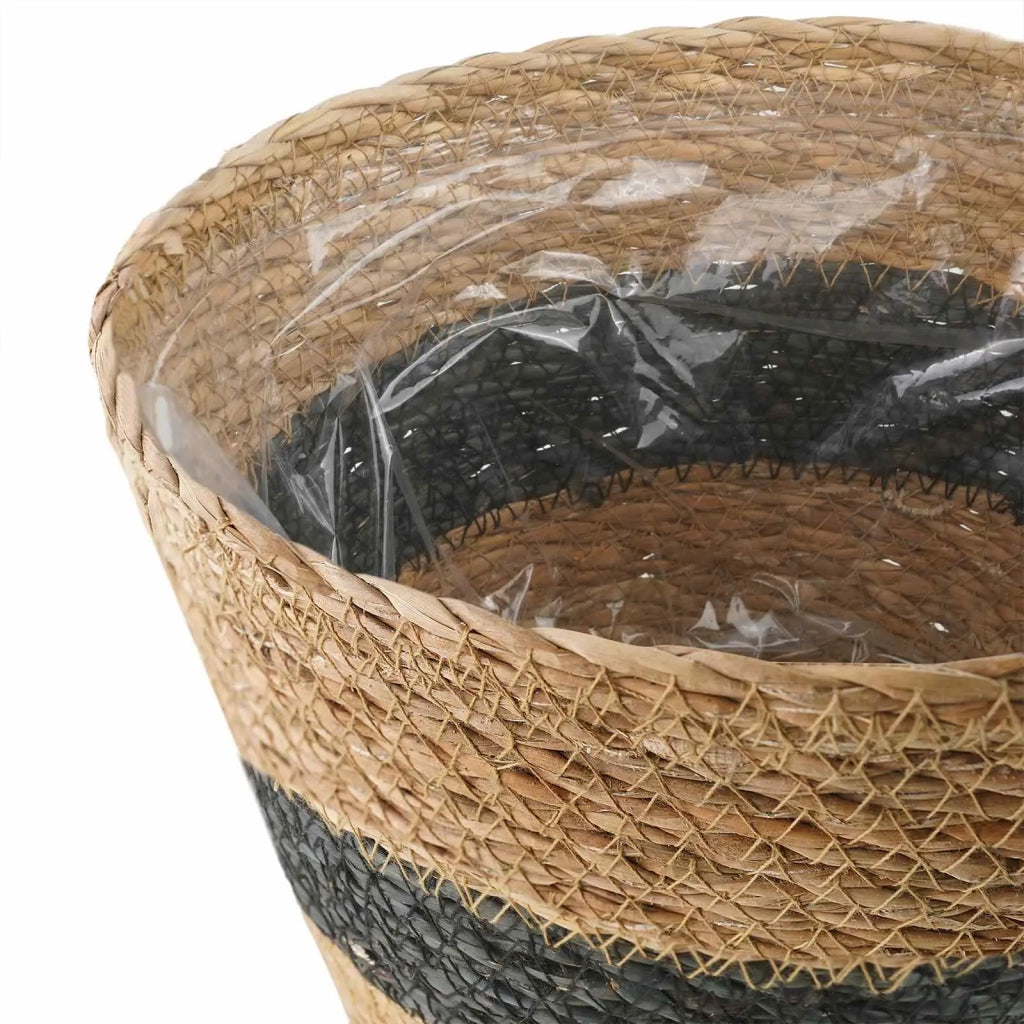 Cesti per piante in erba marina 3 pcs Naturale e Nero