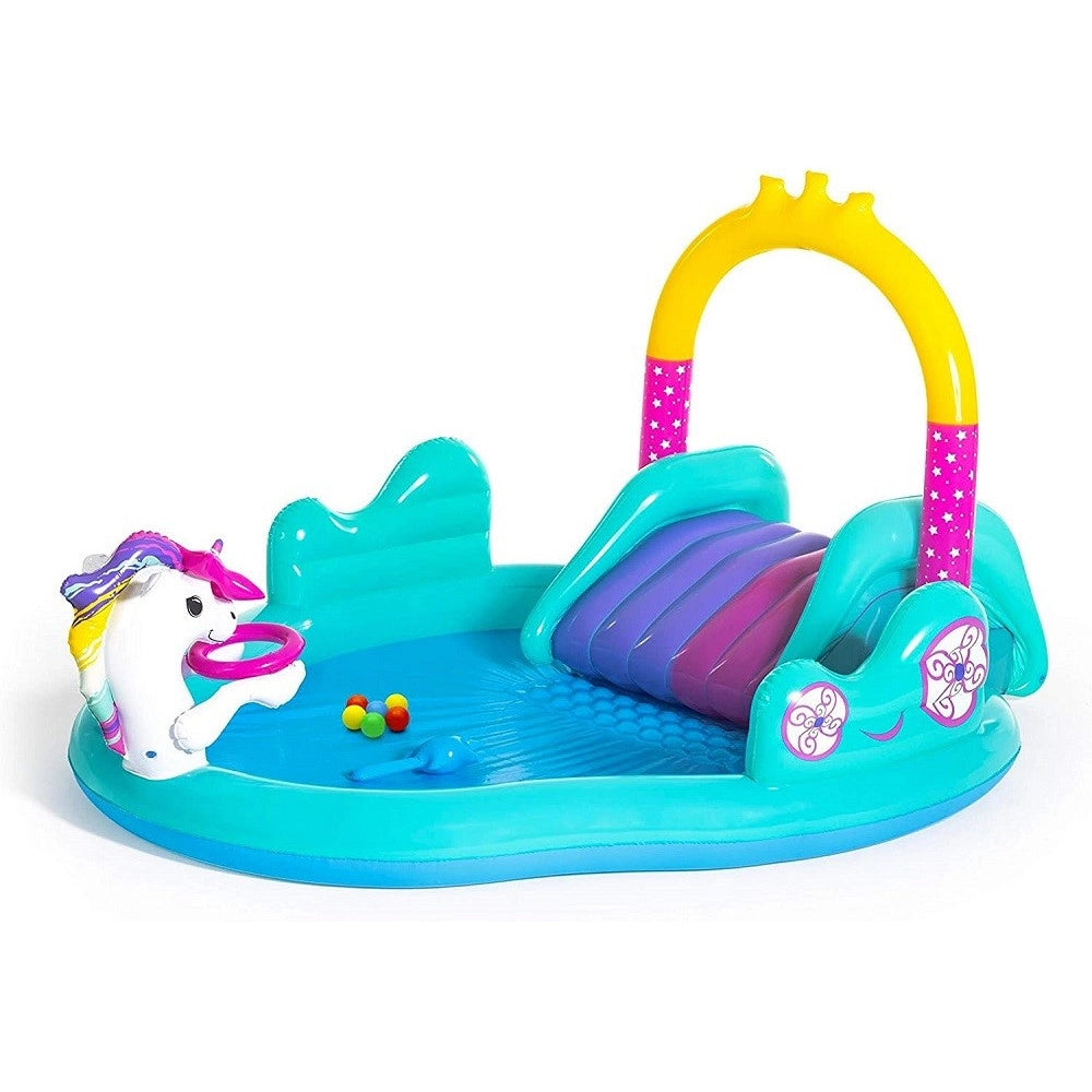 Trade Shop - Play Center Magico Unicorno Piscina 274x198x137cm Scivolo Anelli Bacchetta 53097 -