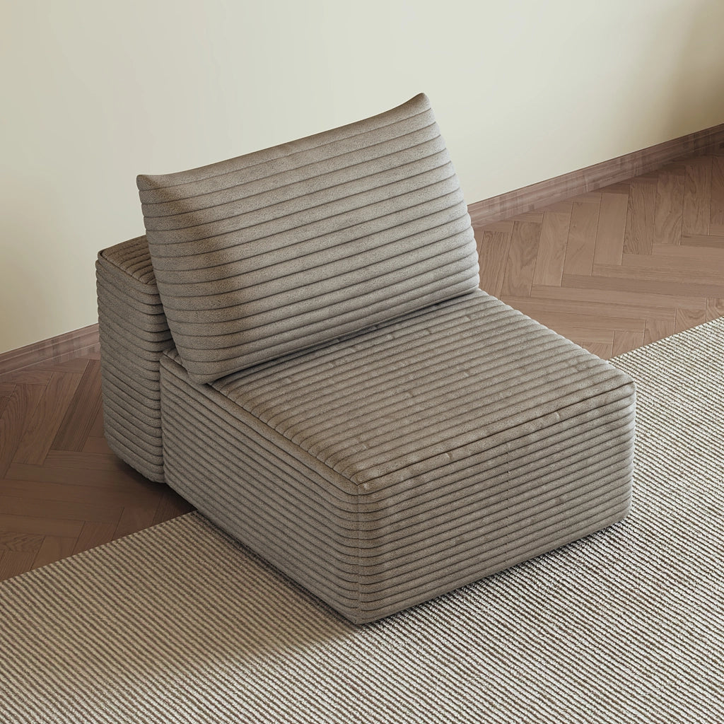 DIVANO Chaise longue modulare reversibile in tessuto a coste Cammello
