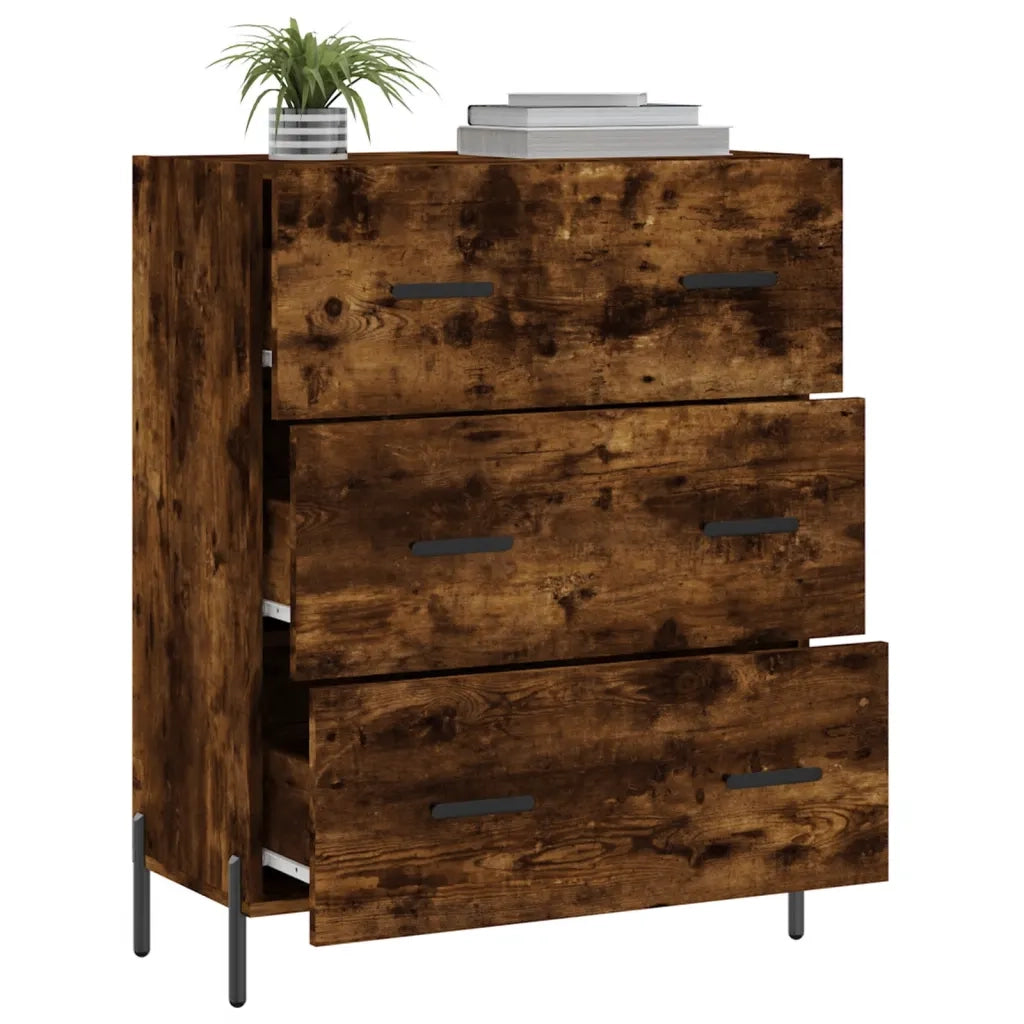 Credenza Rovere Fumo 69,5x34x90 cm in Legno Multistrato 827865