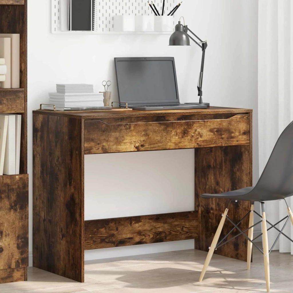 Scrivania | Tavolo da Ufficio con cassetto Quercia Affumicata 100 x 50 x 78 cm