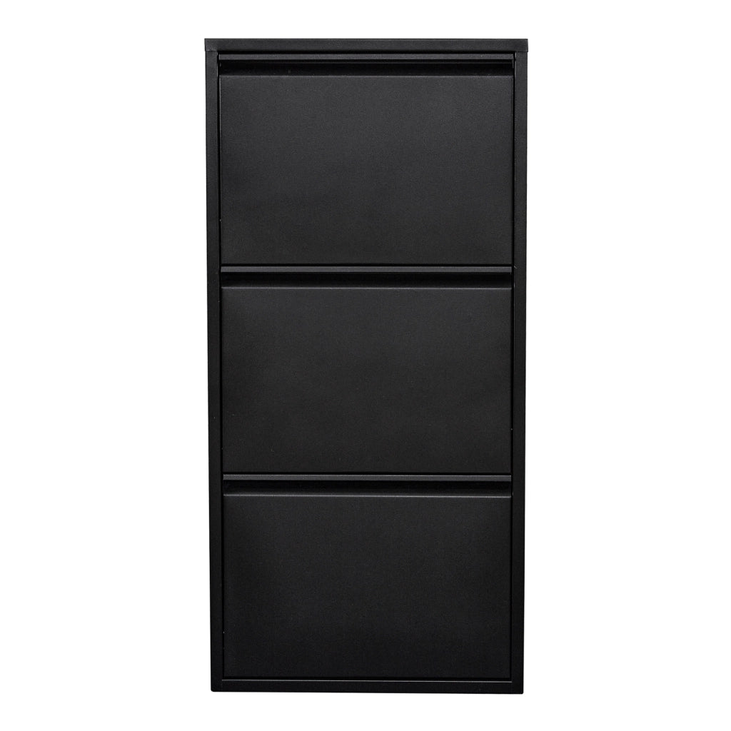 Scarpiera Sokndal con 3 Contenitori Ribaltabili Portascarpe in Metallo - Nero [en.casa]