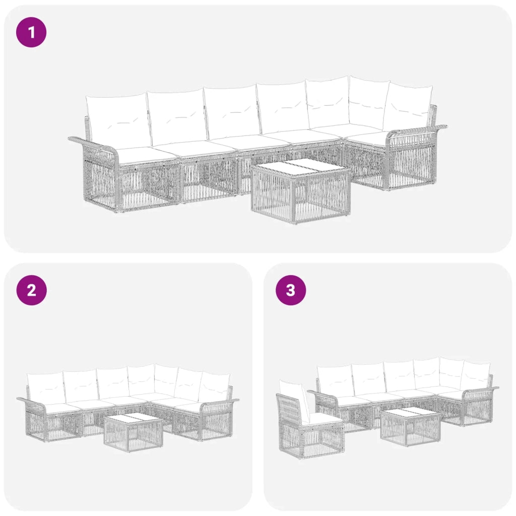 Set Divano da Giardino 7 pcs Grigio polyrattan 3434837