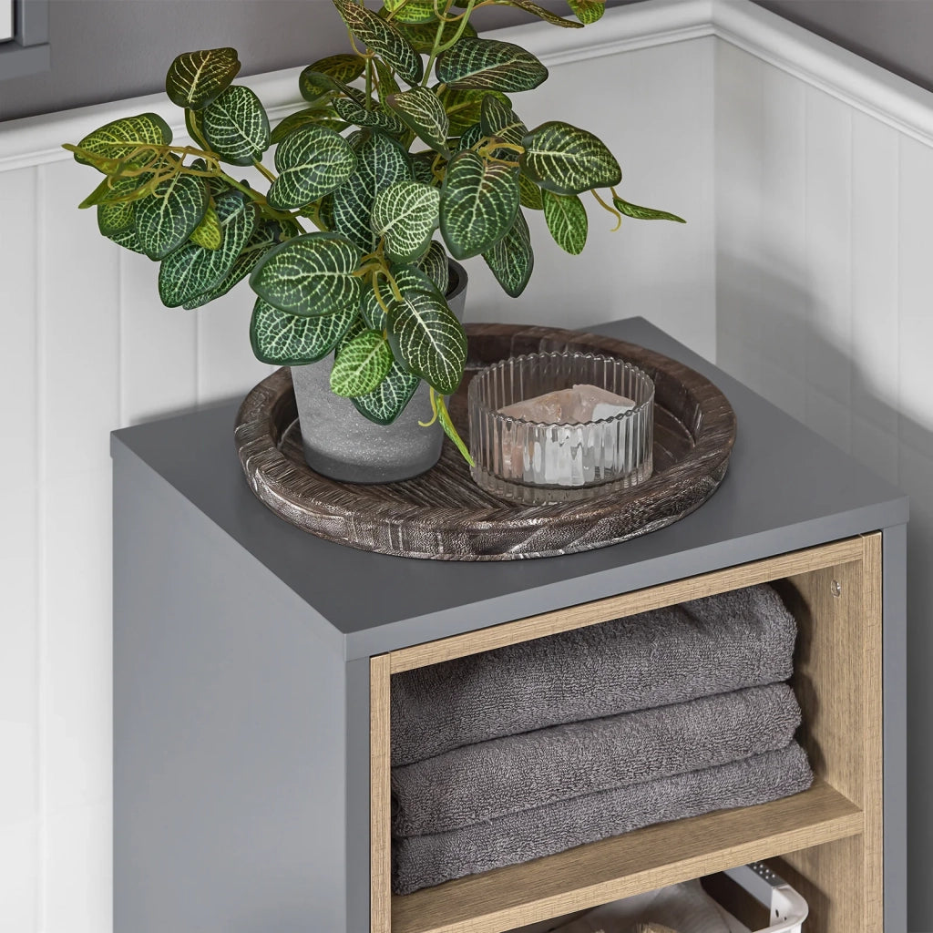 Mobiletto da bagno con cesto portabiancheria Mobiletto salvaspazio Cassettiera Bagno 35x30x105cm Grigio BZR146-DG