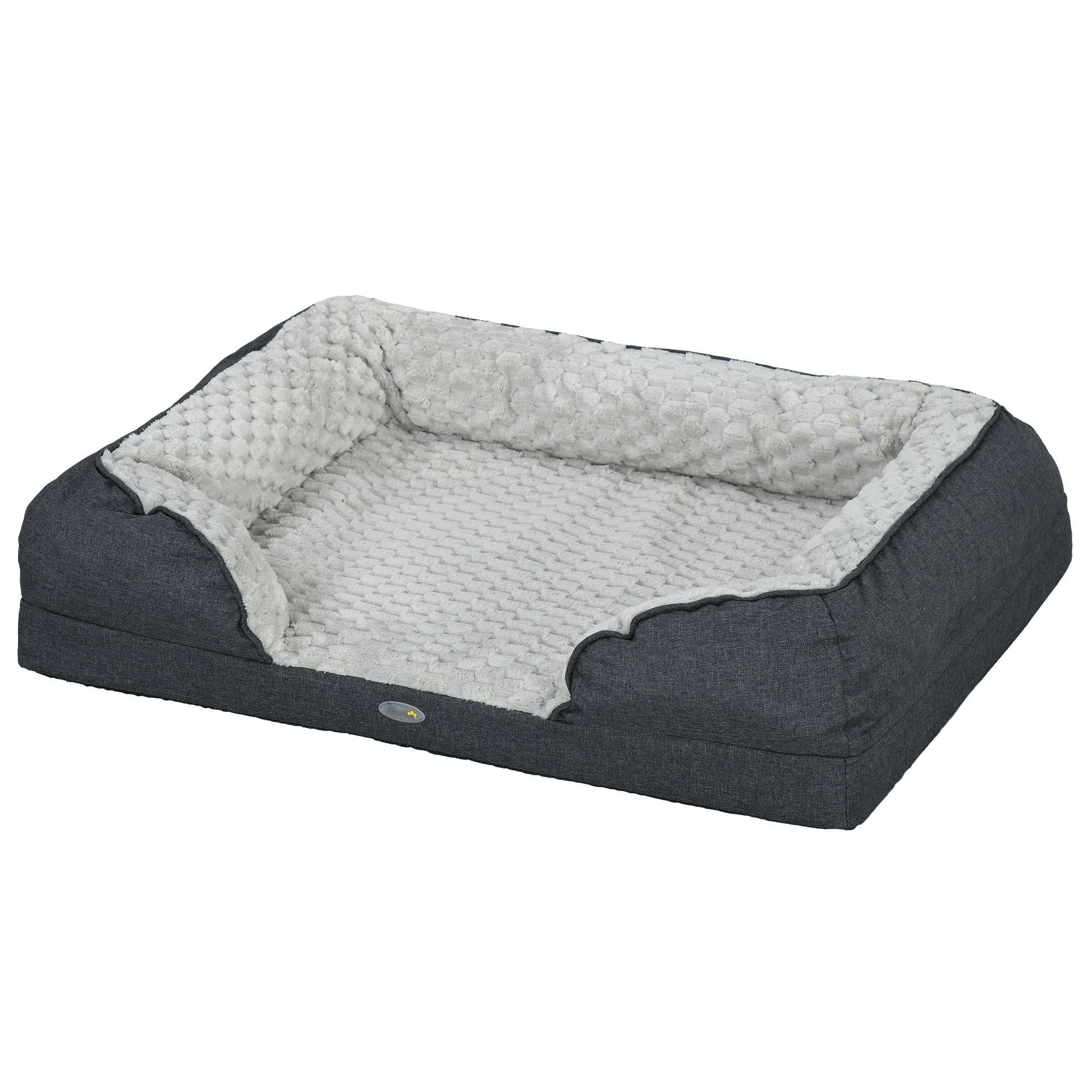 Cuccia Imbottita per Cani Taglia Media con Cuscino Rimovibile Lavabile 90x69x21cm Grigio Carbone