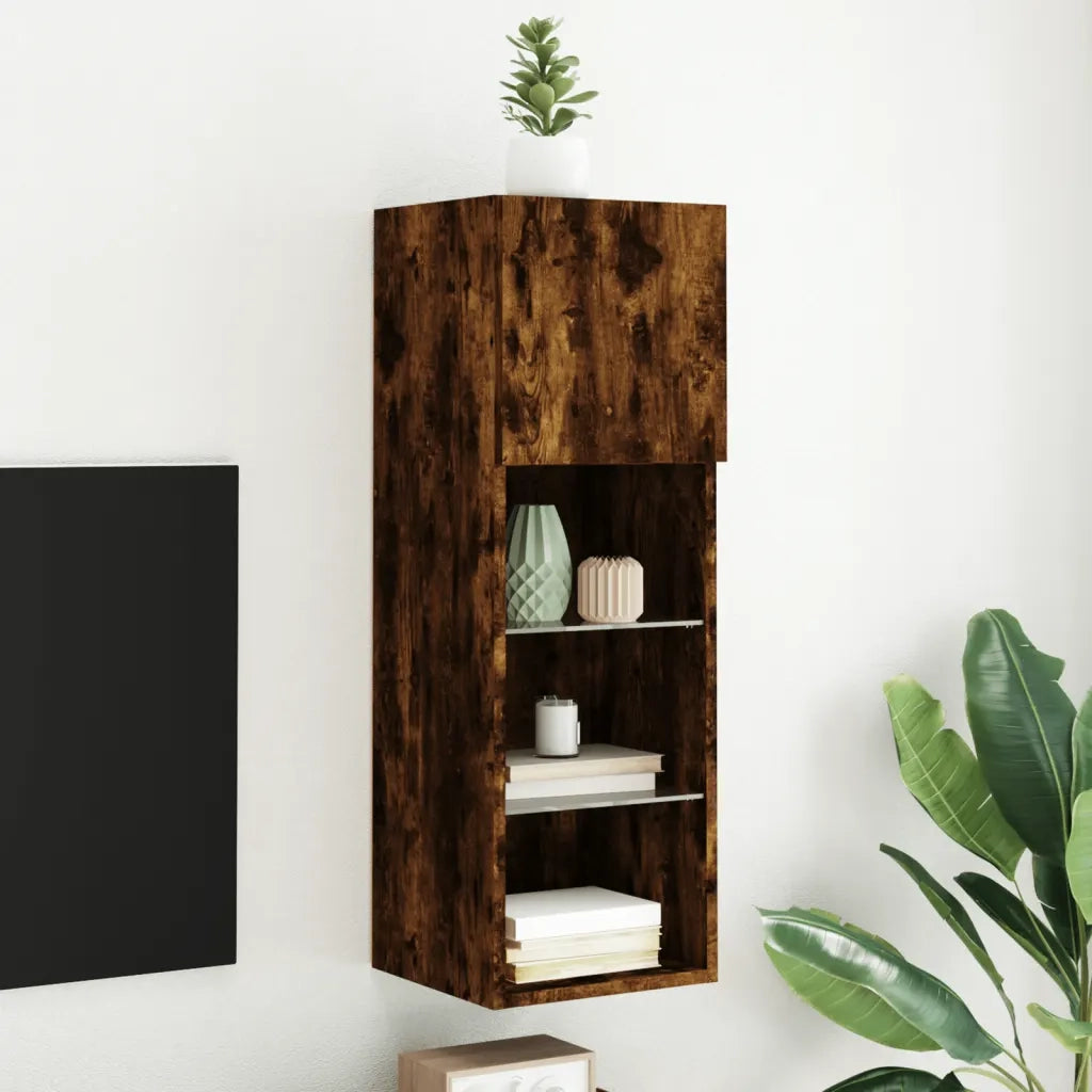 Mobile TV con Luci LED Rovere Fumo 30,5x30x90 cmcod mxl 110102