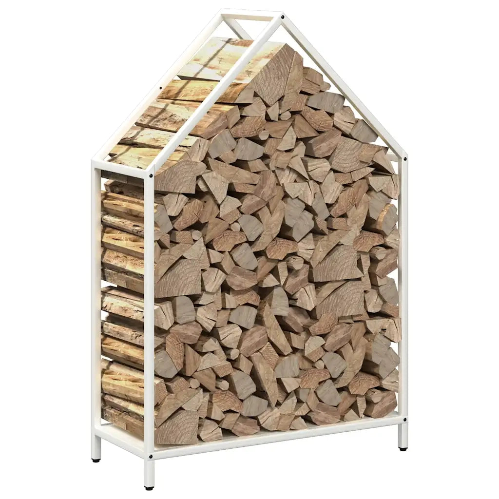 Rastrelliera per Legna da Ardere Bianca 60x25x90 cm 864308