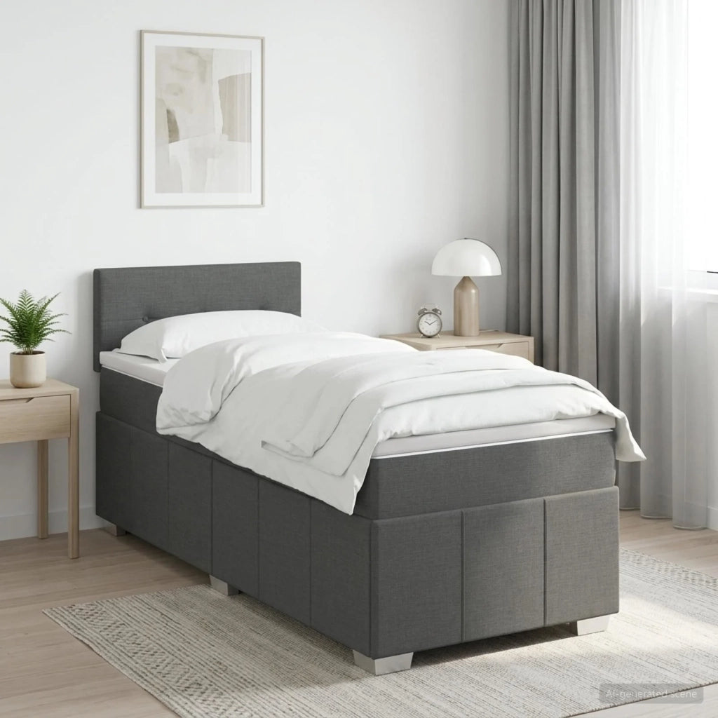 Letto box spring con materasso Grigio Scuro 80 x 200 cm Tessuto 3451081
