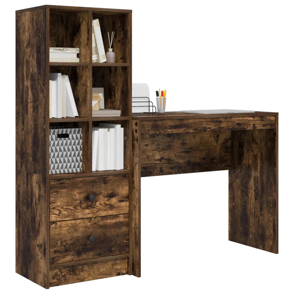Scrivania con cassetto con lo scaffale 2 pcs Rovere fumé 3337325