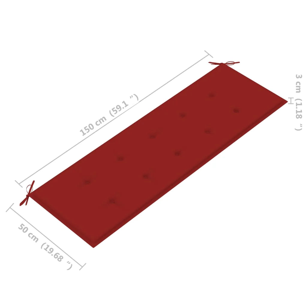 Panca da giardino mobili da esterno per patio panca da terrazza impilabile con cuscino 159 cm legno massello di teak 02_0011696