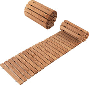Passerella Arrotolabile per Giardino, Sentiero da Giardino con Filo di Ferro e Consistenza Antiscivolo Resistente alle Intemperie, Percorso in Legno per Cortile e Spiaggia (245 x 43 x 2 cm)