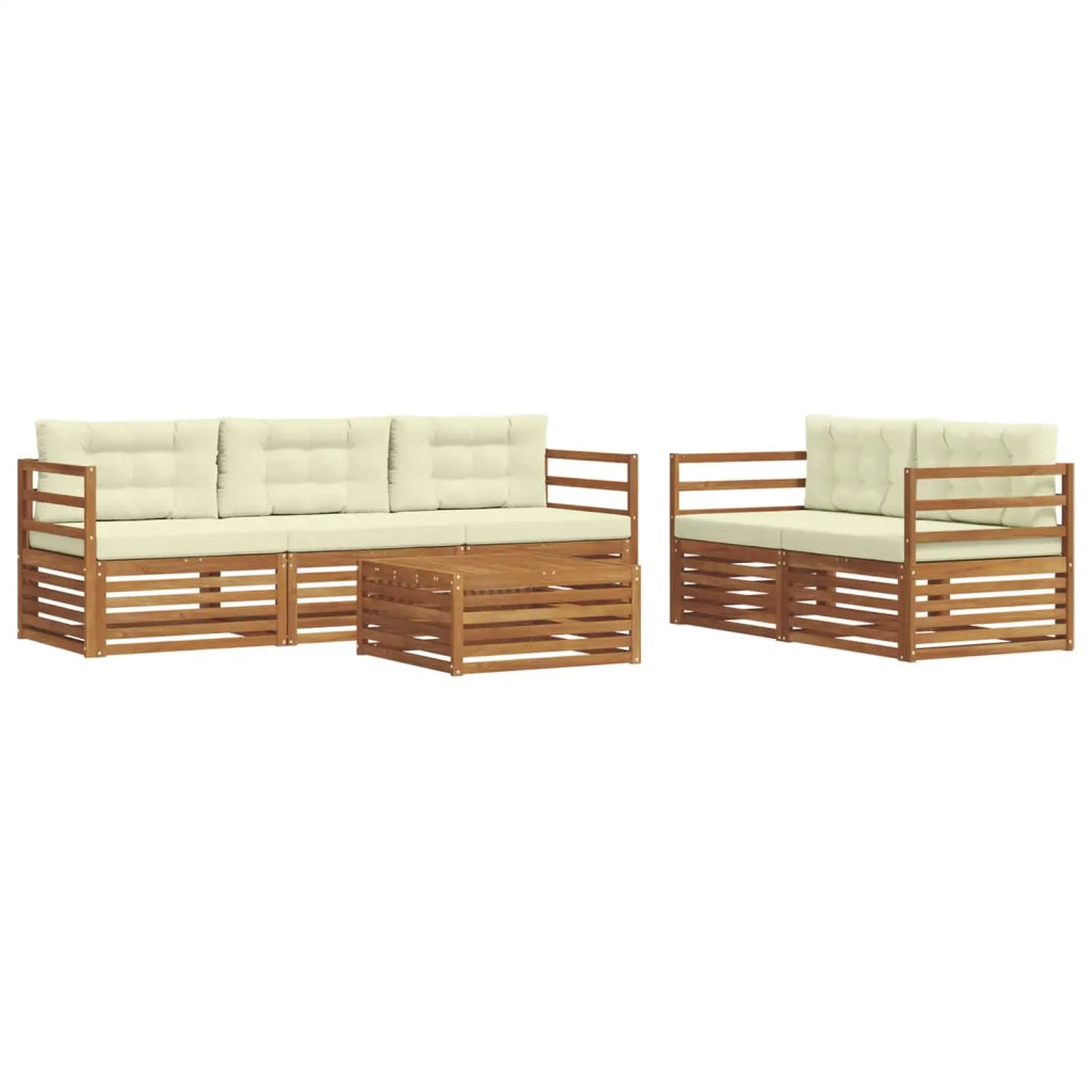 Set di divani da esterno con cuscino 6 pcs Naturale e Crema