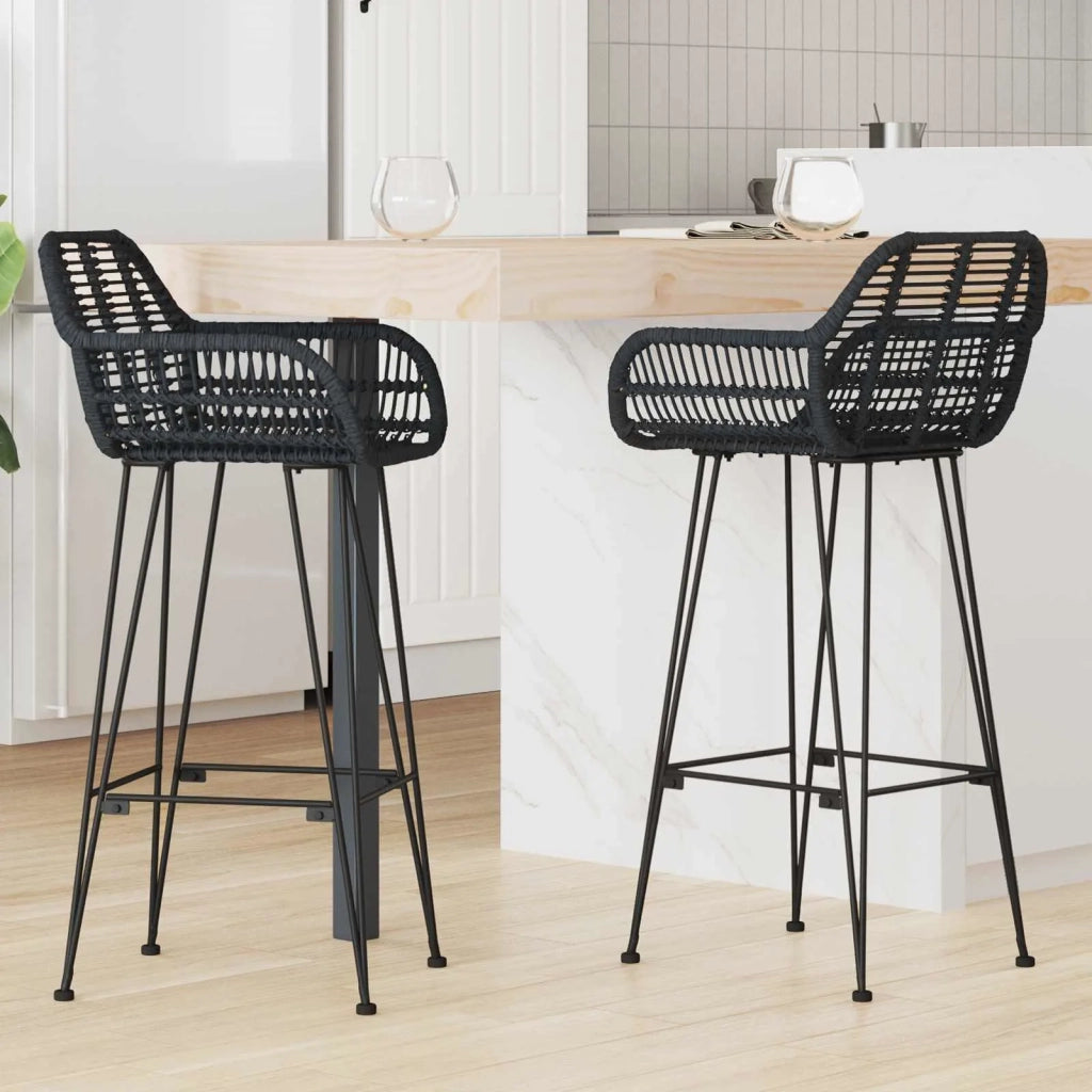 Sedia da Bar 2 pcs 55 x 52 x 105 cm Rattan e Ferro
