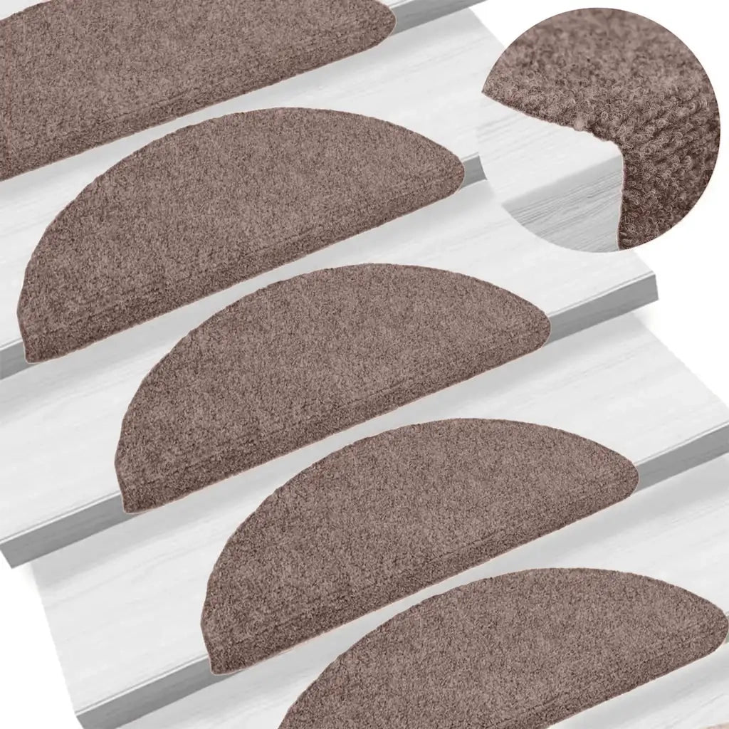 Tappetini per scale autoadesivi 5 pz | Gradini per Scale 65x21x4 cm Marrone Chiaro semicircolari grandi