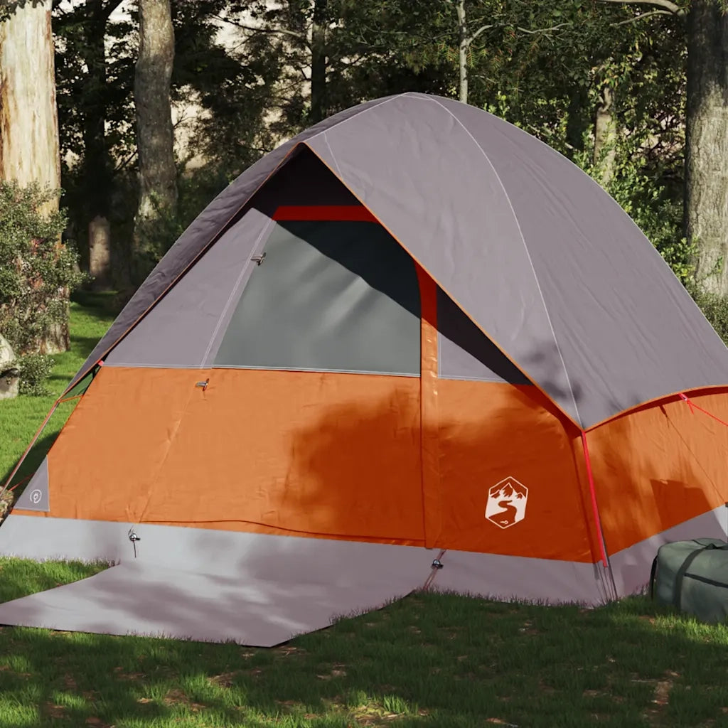 Tenda da Campeggio a Cupola 4 Persone-Tenda per Escursionismo Grigio e Arancione Impermeabile 830942