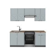 Cucina componibile Fame-Line Blu-grigio chiaro/Antracite 200 cm, PL Rovere Vicco