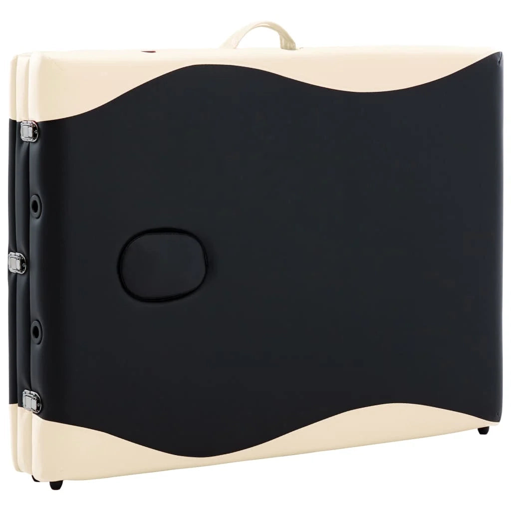 Lettino da massaggio pieghevole 3 sezioni legno nero e beige 02_0001832